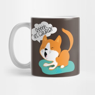 Shhh It's Caturday funny cute cat kitten feline nap t-shirt Mug